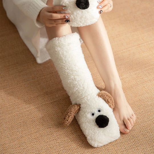 Cute Dog Fuzzy Socks Winter Leg Warmer