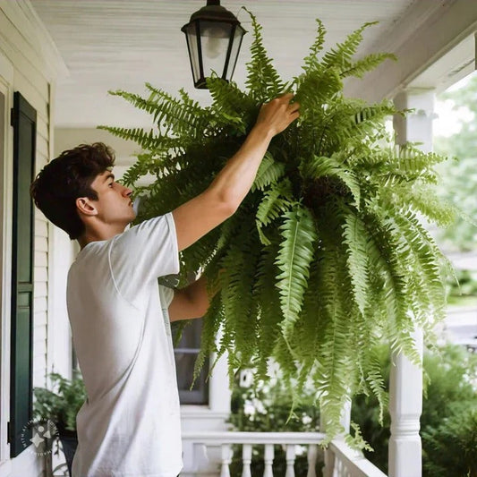 Artificial Boston Fern with 18 Lifelike Fronds and UV-Stable Weather-Resistant Build Velocideals