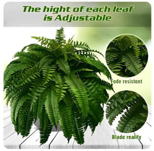 Artificial Boston Fern with 18 Lifelike Fronds and UV-Stable Weather-Resistant Build Velocideals