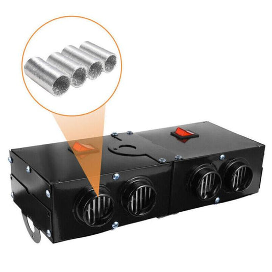 12V Car Heater with Ceramic Element and Dual-Zone Switches, Compact Dashboard Mount Velocideals