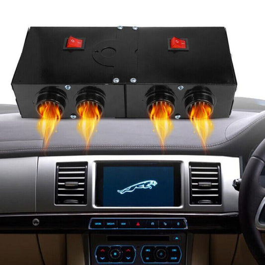 12V Car Heater with Ceramic Element and Dual-Zone Switches, Compact Dashboard Mount Velocideals